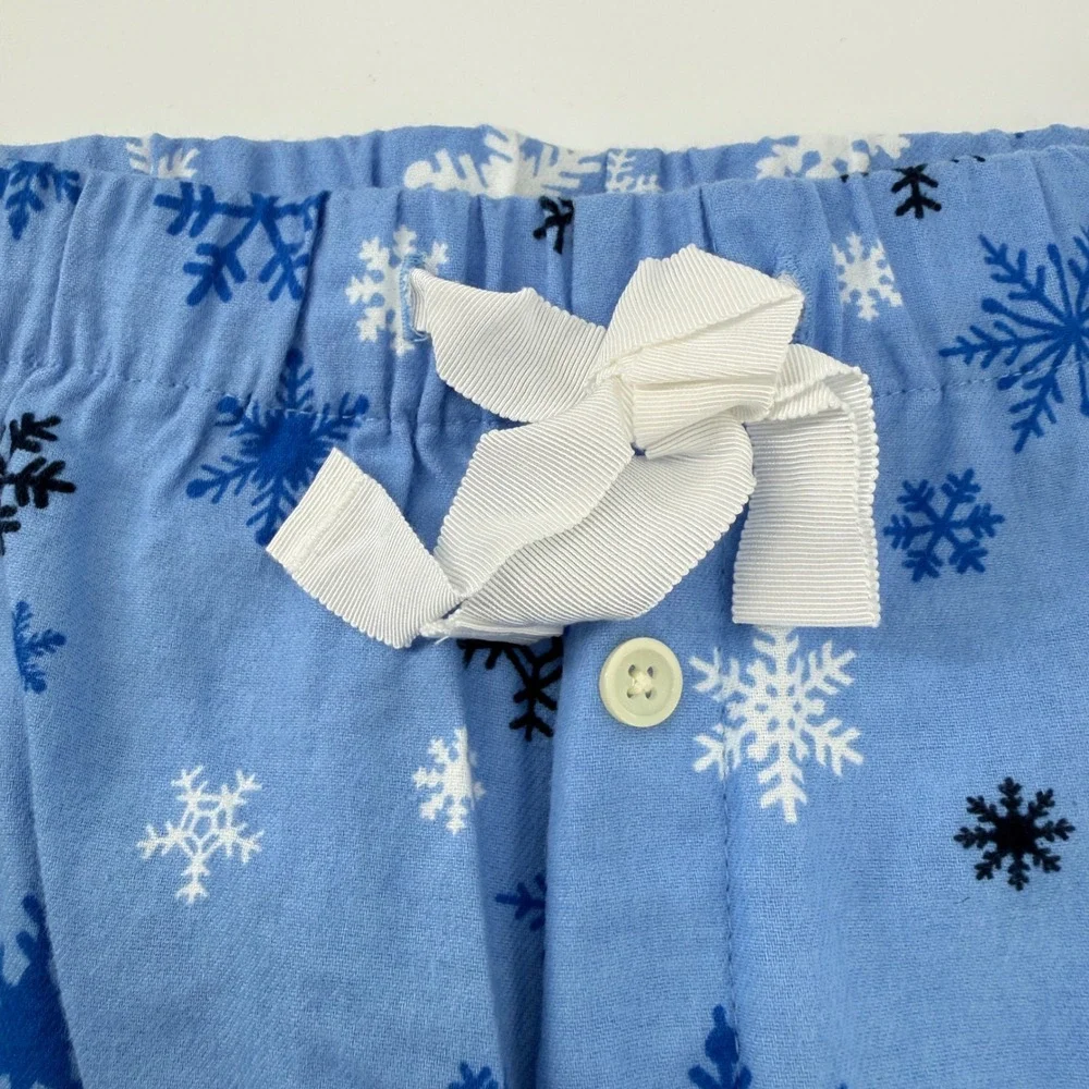 J Crew Flannel Lounge Shorts Womens‎ Large Blue Snowflake Pajama Sleepwear NWT